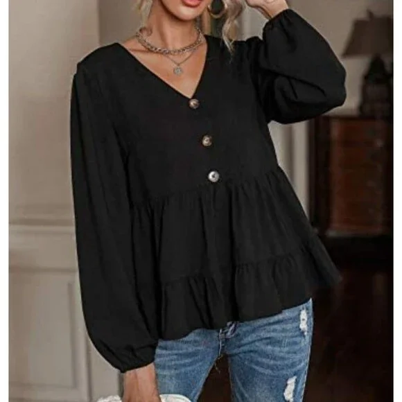 Shein babydoll peplum top size L - Picture 1 of 9